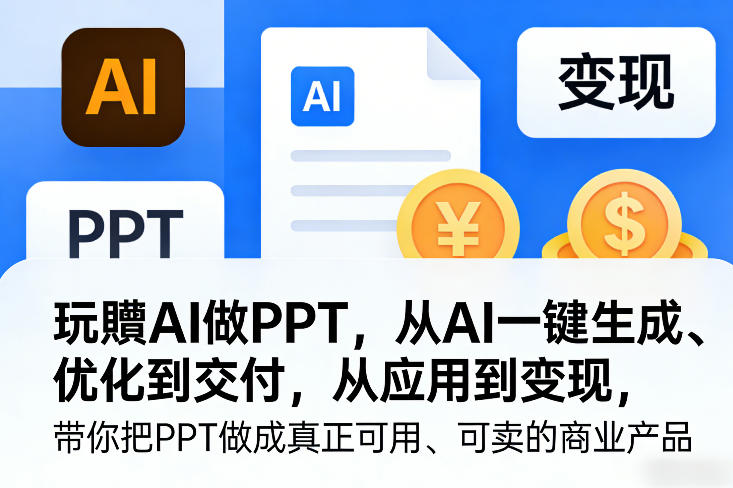 玩賺AI做PPT，从AI一键生成、优化到交付，从应用到变现，带你把PPT做成真正可用、可卖的商业产品（更新0904）-179创客网