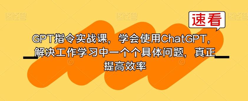 GPT指令实战课，学会使用ChatGPT，解决工作学习中一个个具体问题，真正提高效率-179创客网