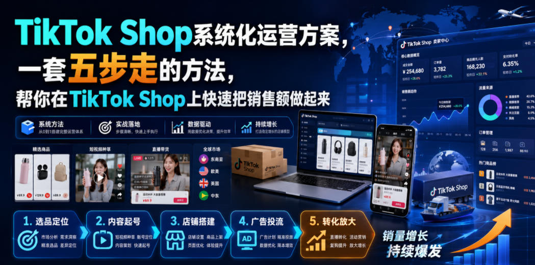 TikTok Shop系统化运营方案，一套五步走的方法，帮你在TikTok Shop上快速把销售额做起来【原创双语字幕】-179创客网