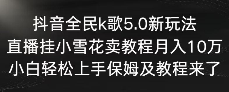 抖音全民k歌5.0新玩法，直播挂小雪花卖教程月入10万，小白轻松上手，保姆及教程来了【揭秘】-179创客网
