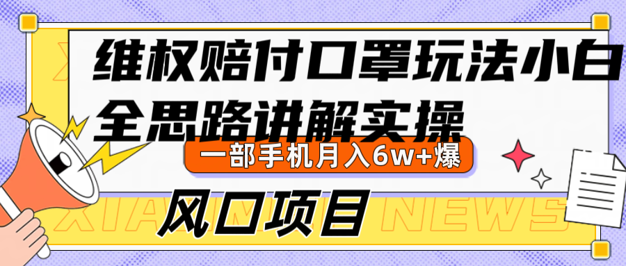 维权赔付口罩玩法，小白也能月入6w+，风口项目实操-179创客网