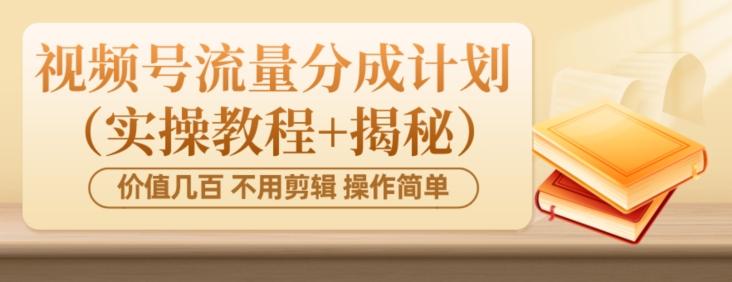 价值几百上千不用剪辑简单操作视频号流量分成计划（实操教程+揭秘）-179创客网