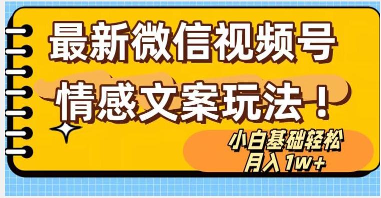 微信视频号情感文案最新玩法，小白轻松月入1万+无脑搬运【揭秘】-179创客网
