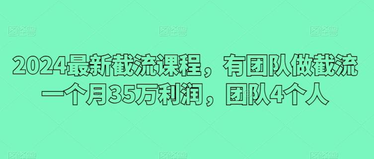2024最新截流课程，有团队做截流一个月35万利润，团队4个人-179创客网