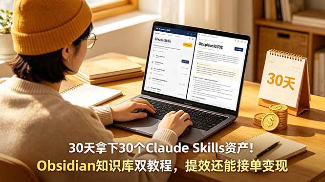 （18886期）30天拿下30个Claude Skills资产！Obsidian知识库双教程，提效还能接单变现-179创客网