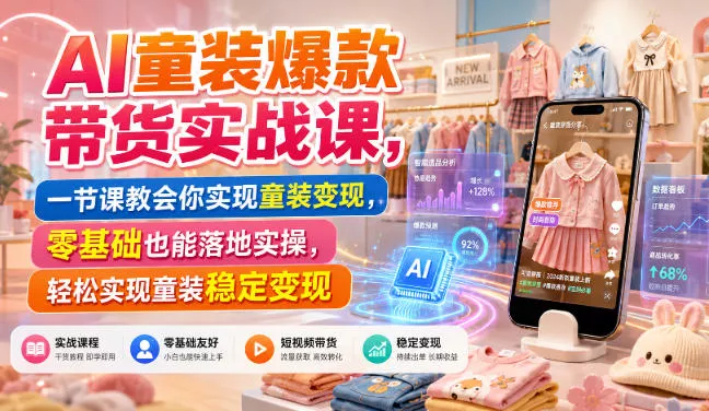 AI童装爆款带货实战课，一节课教会你实现童装变现，零基础也能落地实操-179创客网