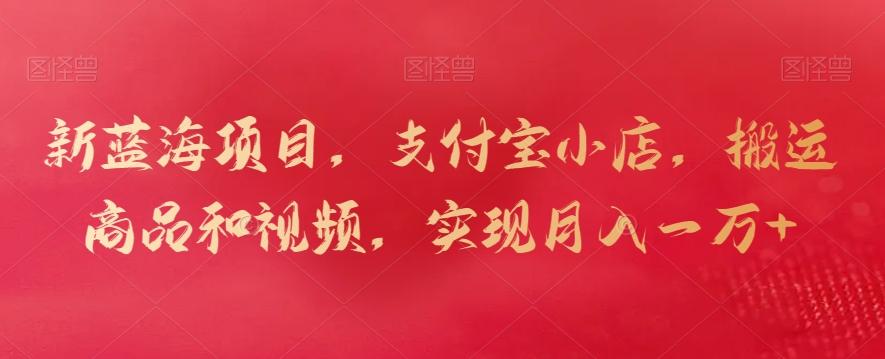 新蓝海项目，支付宝小店，搬运商品和视频，实现月入一万+【揭秘】-179创客网