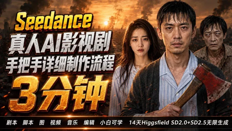 3分钟真人AI影视剧怎么做？SD 2.0手把手完整制作流程｜Higgsfield 14天SD 2.0/2.5无限生成-179创客网