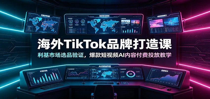 海外TikTok品牌打造课：利基市场选品验证，爆款短视频AI内容付费投放教学-179创客网
