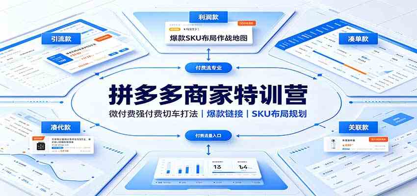 拼多多商家特训营：微付费强付费切车打法，爆款链接，SKU布局规划-179创客网