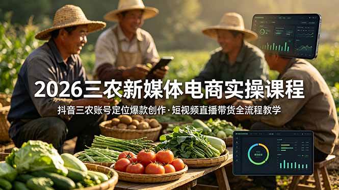 （18991期）2026三农新媒体电商实操课程：抖音三农账号定位爆款创作，短视频直播带货全流程教学-179创客网
