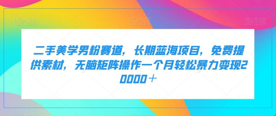 二手美学男粉赛道，长期蓝海项目，无脑矩阵操作一个月轻松暴力变现20000＋-179创客网