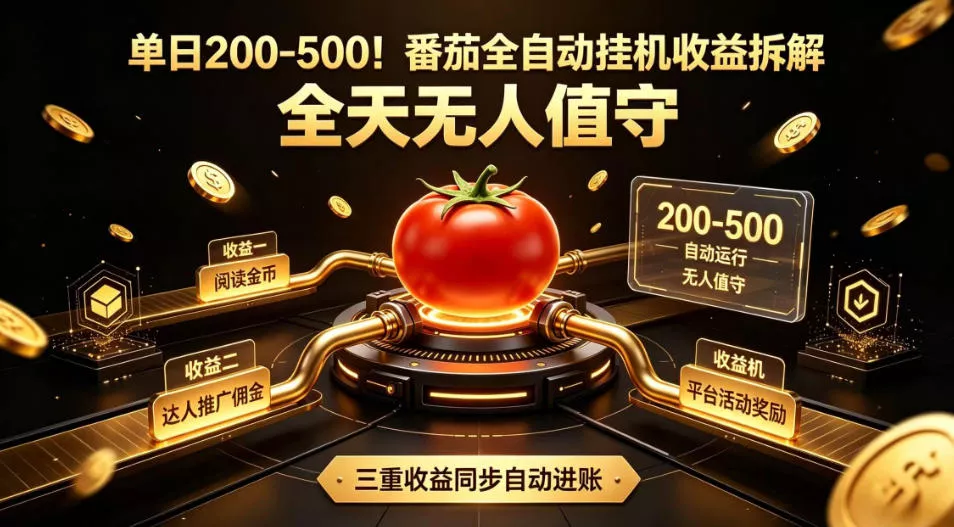 单日200-500！番茄全自动挂G收益拆解，全天无人值守，矩阵操作收益翻倍【揭秘】-179创客网