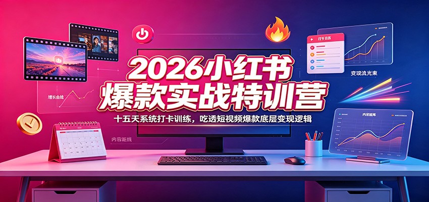 2026小红书爆款实战特训营：十五天系统打卡训练，吃透短视频爆款底层变现逻辑-179创客网