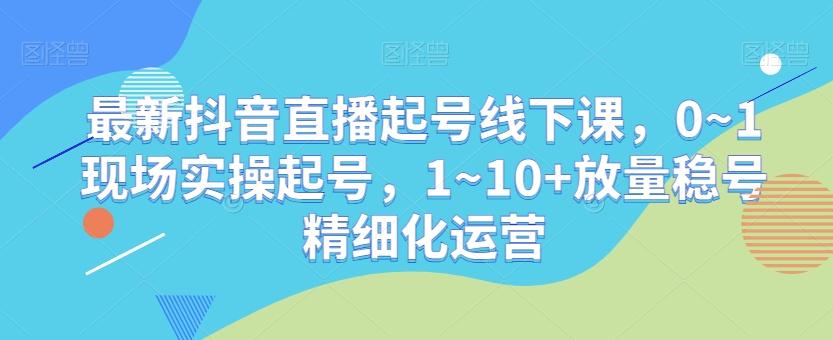 最新抖音直播起号线下课，0~1现场实操起号，1~10+放量稳号精细化运营-网创资源