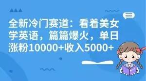 全新冷门赛道：看着美女学英语，篇篇爆火，单日涨粉10000+收入5000+-179创客网