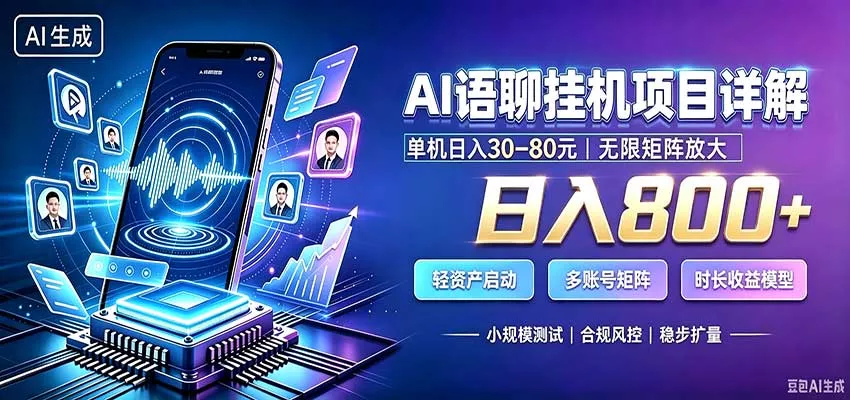AI语聊挂机，日入800+，适用个人副业，工作室矩阵操作-179创客网