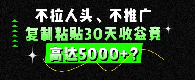 不拉人头、不推广，复制粘贴30天收益竟高达5000+？-179创客网