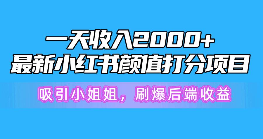 一天收入2000+，最新小红书颜值打分项目，吸引小姐姐，刷爆后端收益-179创客网