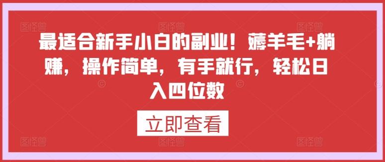 最适合新手小白的副业！薅羊毛+躺赚，操作简单，有手就行，轻松日入四位数【揭秘】-179创客网