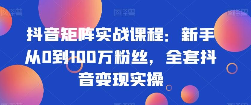 抖音矩阵实战课程：新手从0到100万粉丝，全套抖音变现实操-179创客网