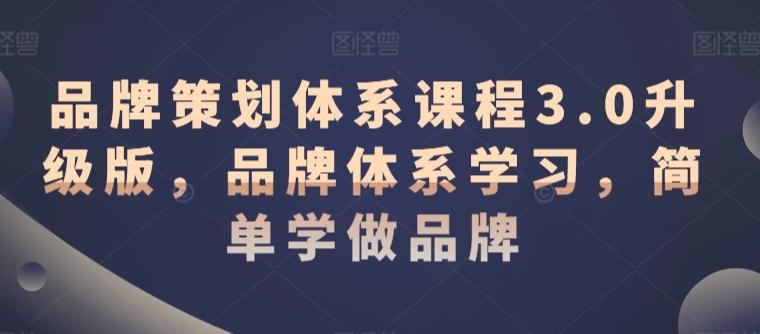 品牌策划体系课程3.0升级版，品牌体系学习，简单学做品牌-179创客网