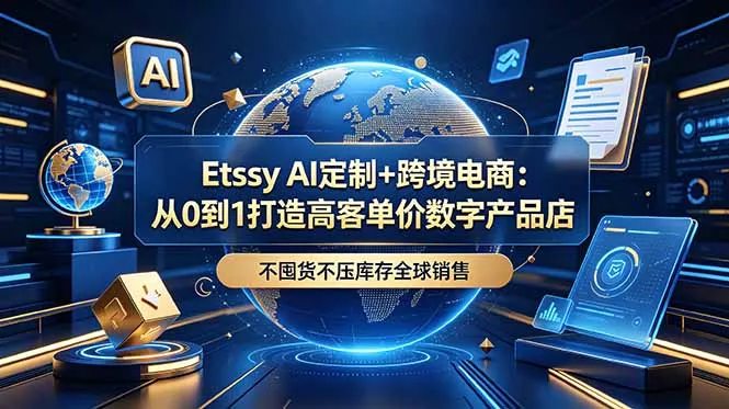 Etsy AI定制+跨境电商：从0到1打造高客单价数字产品店，不囤货不压库存全球销售-179创客网