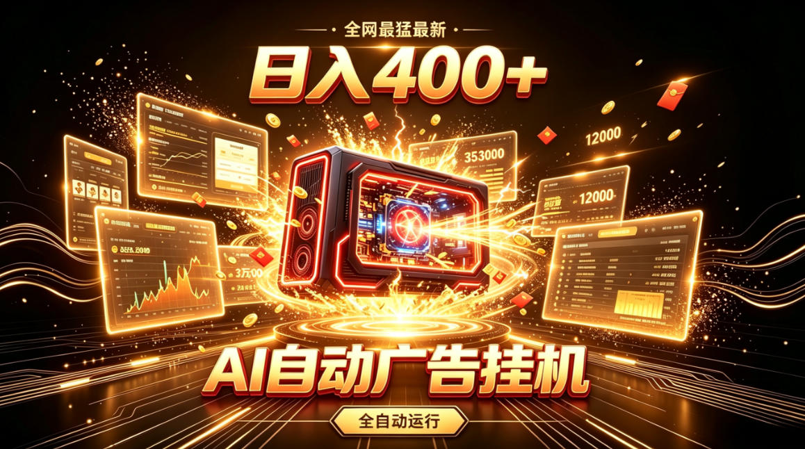 全网最猛最新的AI自动广告挂G，狠收益日入400+，真正做到躺賺式变现【揭秘】-179创客网