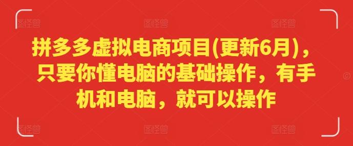 拼多多虚拟电商项目(更新6月)，只要你懂电脑的基础操作，有手机和电脑，就可以操作-179创客网