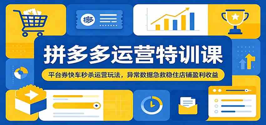拼多多运营特训课：平台券快车秒杀运营玩法，异常数据急救稳住店铺盈利收益-179创客网