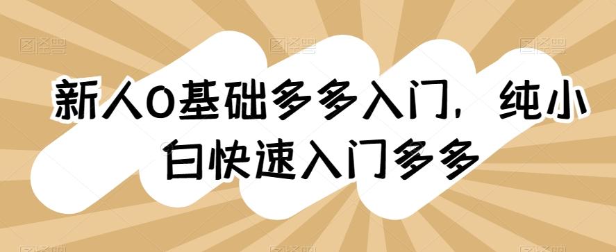 新人0基础多多入门，​纯小白快速入门多多-179创客网