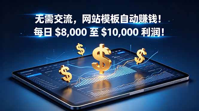 （18854期）无需交流，网站模板自动赚钱！每日 $8,000 至 $10,000 利润！【原创双语字幕】-179创客网