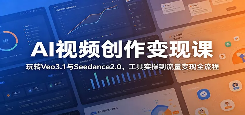AI视频创作变现课：玩转Veo3.1与Seedance2.0，工具实操到流量变现全流程-179创客网