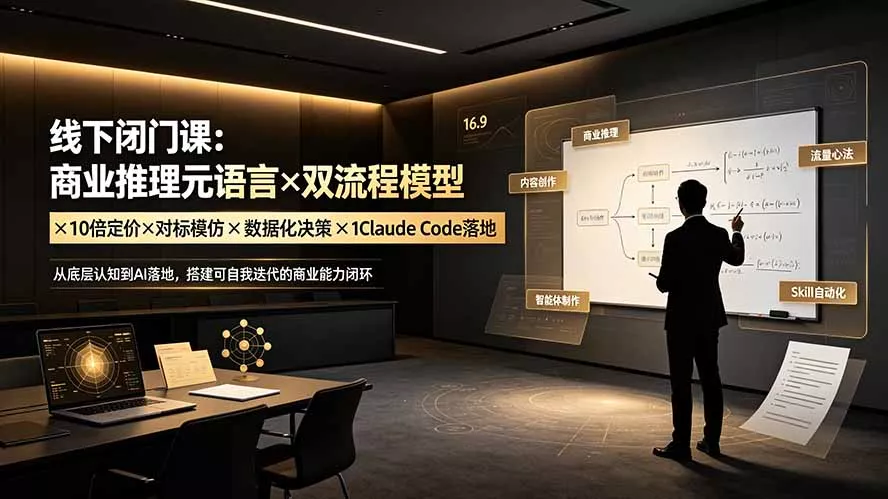 线下闭门课：商业推理元语言×双流程模型×10倍定价×对标模仿×数据化决策×Claude Code落地，击穿认知盲区-179创客网