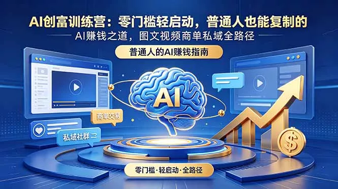 AI创富训练营：零门槛轻启动，普通人也能复制的AI赚钱之道，图文视频商单私域全路径-179创客网