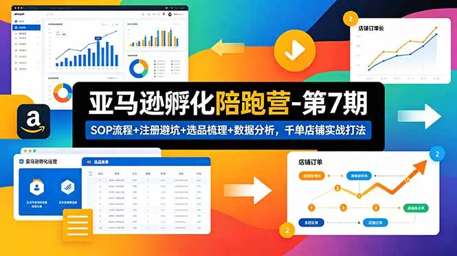 亚马逊孵化陪跑营-第7期：SOP流程+注册避坑+选品梳理+数据分析，千单店铺实战打法(更新0625-179创客网