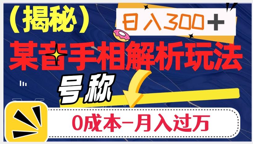 日入300+的，抖音手相解析玩法，号称0成本月入过万（揭秘）-179创客网