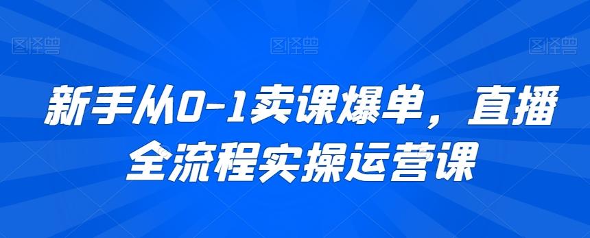 新手从0-1卖课爆单，直播全流程实操运营课-179创客网