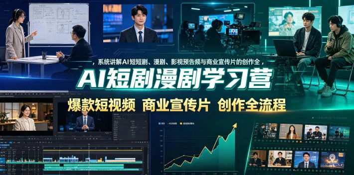 AI短剧漫剧学习营，系统讲解AI短剧、漫剧、影视预告片、爆款短视频与商业宣传片的创作全流程-179创客网