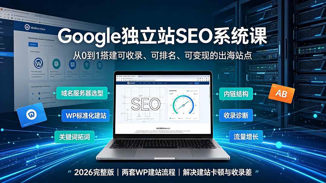 （19426期）Google独立站SEO-7月系统课：出海基建×WordPress建站×AI内容生产×站内外优化×Search Console×AdSense变现-179创客网