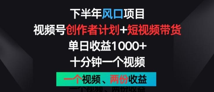 下半年风口项目，视频号创作者计划+视频带货，一个视频两份收益，十分钟一个视频【揭秘】-179创客网