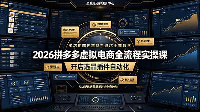 （19136期）2026拼多多虚拟电商全流程实操课，开店选品插件自动化，多店矩阵运营新手避坑全套教学-179创客网
