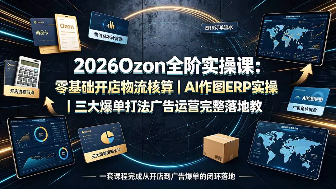 2026Ozon全阶实操课：零基础开店物流核算｜AI作图ERP实操｜三大爆单打法广告运营完整落地教程-179创客网