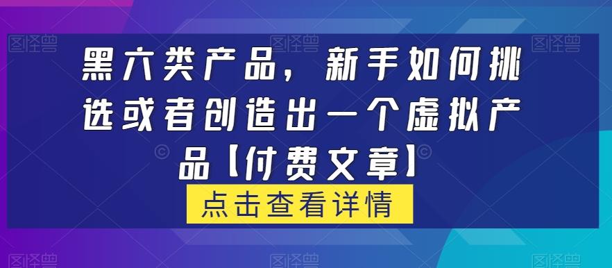 黑六类虚拟产品，新手如何挑选或者创造出一个虚拟产品【付费文章】-179创客网