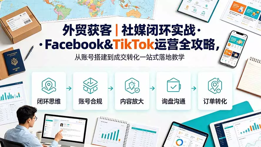 外贸获客｜社媒闭环实战·Facebook&TikTok运营全攻略，从账号搭建到成交转化一站式落地教学-179创客网