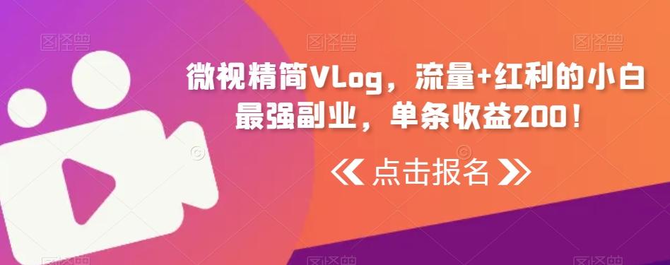 微视精简Vlog，流量+红利的小白最强副业，单条收益200！-179创客网