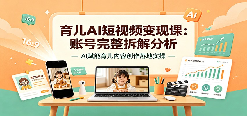育儿AI短视频变现课：账号完整拆解分析，AI赋能育儿内容创作落地实操-179创客网