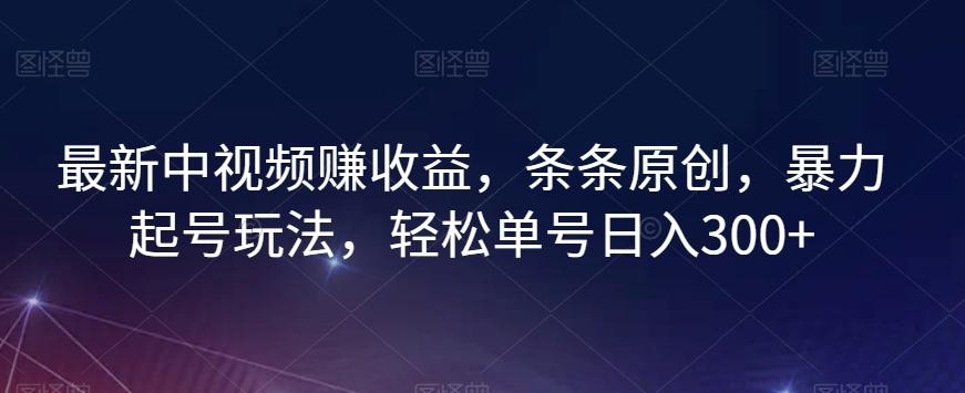 最新中视频赚收益，条条原创，暴力起号玩法，轻松单号日入300+【揭秘】-179创客网