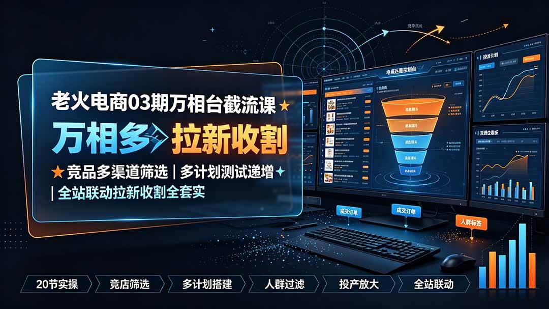 （19431期）老火电商03期万相台截流课：竞品多渠道筛选｜多计划测试递增｜全站联动拉新收割全套实操教学-179创客网