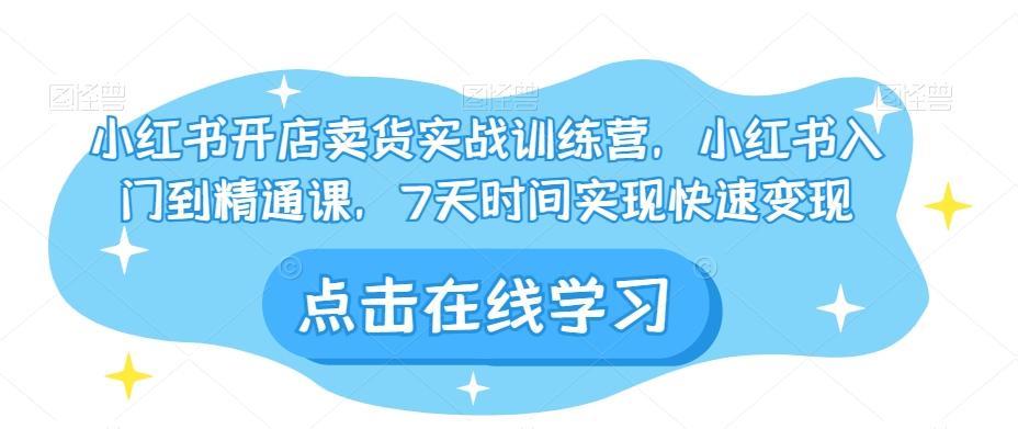 小红书开店卖货实战训练营，小红书入门到精通课，7天时间实现快速变现-179创客网